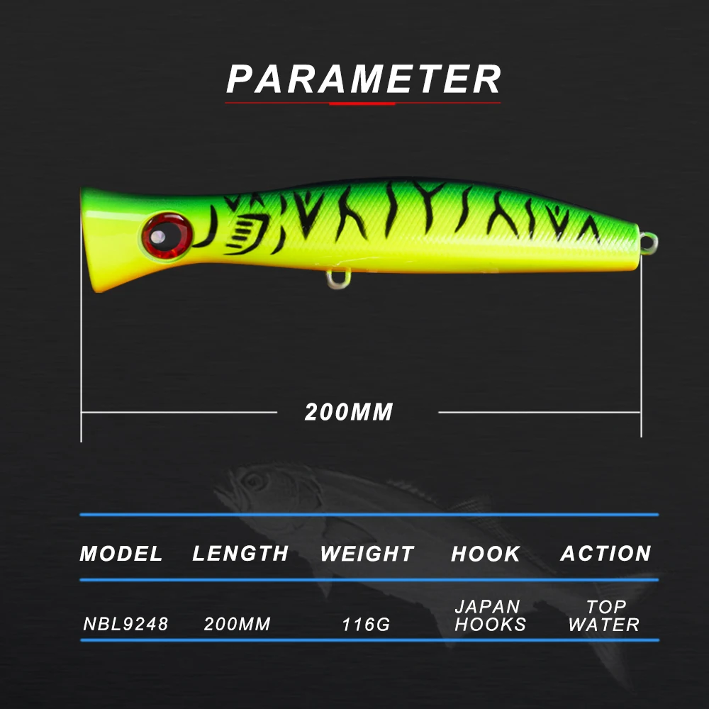 CHEERY Surf Fishing Poppers GT Tuna Acero inoxidable, ABS, Plástico Hard Lure - view 2