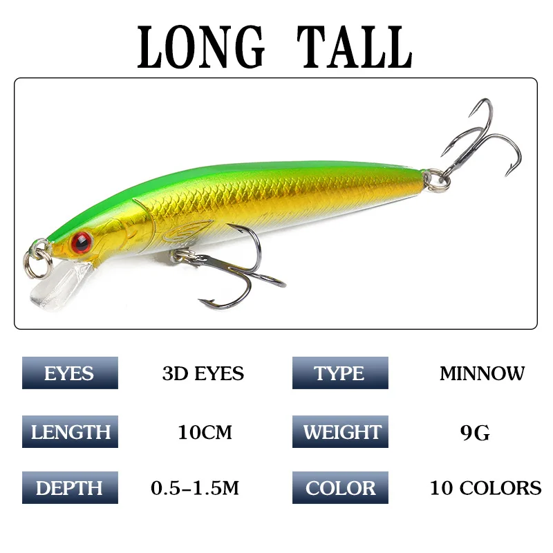 10cm 9g ABS Ringing Bead Hard ABS Minnow Lure - view 8