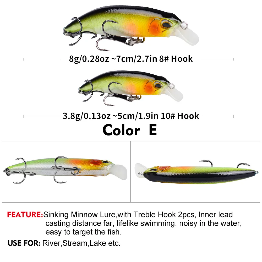 Hot Sale 5cm 7cm Sinking Minnow Stainless Steel, ABS, Plastic Lure Accessories - view 5
