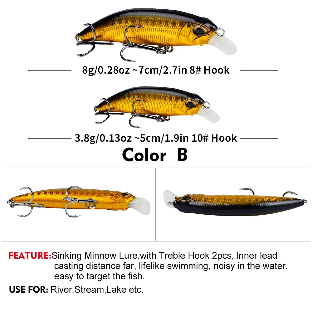 Hot Sale 5cm 7cm Sinking Minnow Stainless Steel, ABS, Plastic Lure Accessories - view 6