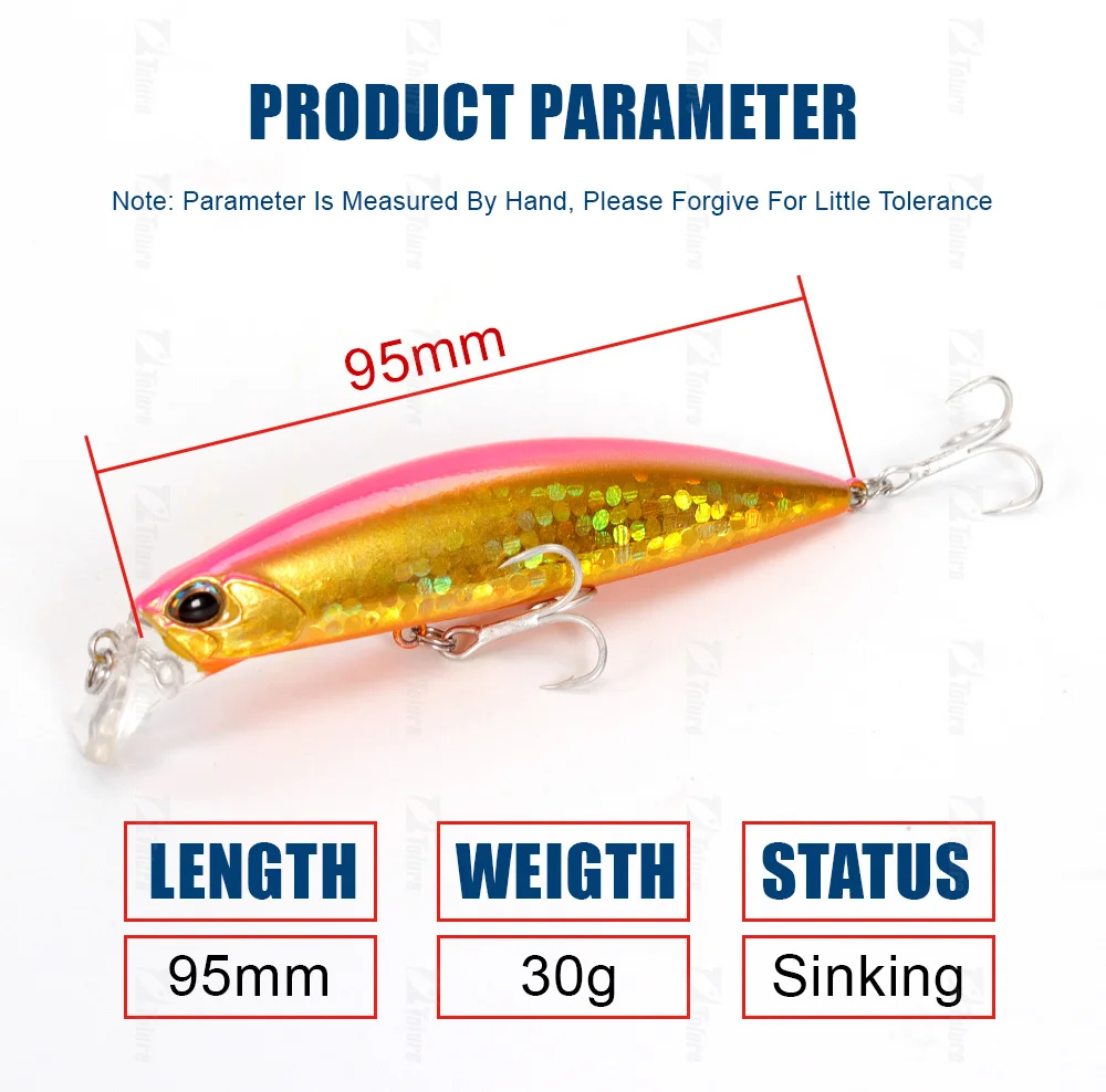 Sinking Lure Saltwater Fishing 95mm 30g Plastic Minnow Lure - view 8