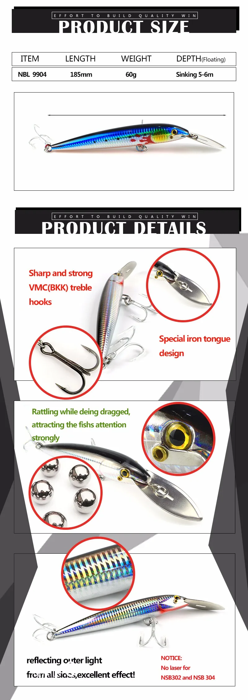 CHEERY New Arrival 130 185 225mm ABS Multi-Species Lure - view 13