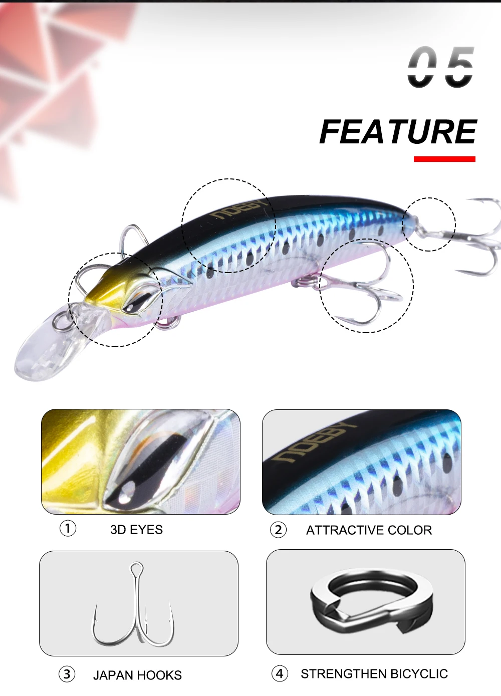 CHEERY Lures Minnow Fake Fish Salt ABS, Metal Minnow Lure - view 11
