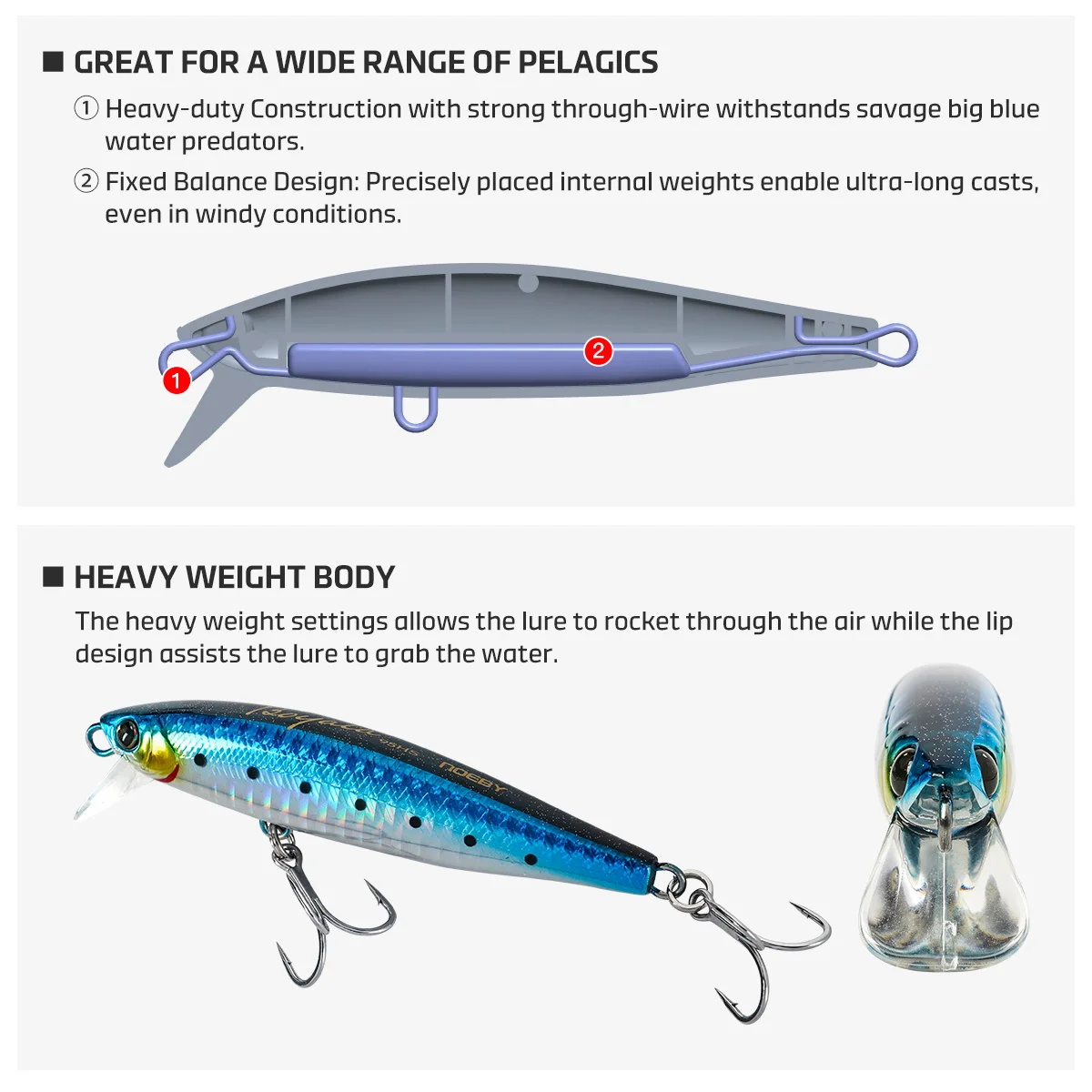 CHEERY Stainless Steel Thru Wire Construction Stainless Steel, ABS Minnow Lure - view 6