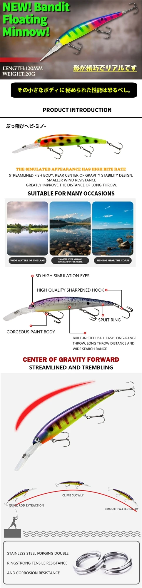 Top Right M062 20g 120mm Bandit ABS Lure - view 11