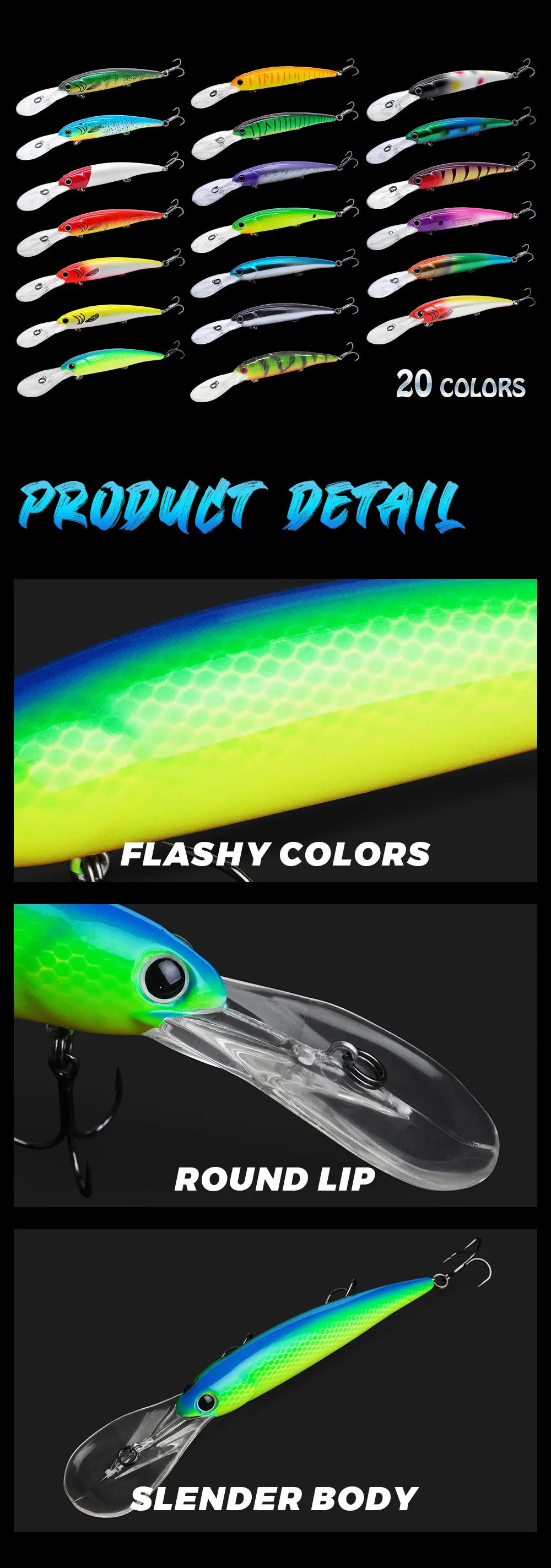 Cheery 20 Color Deep Cornea Trolling ABS, Plastic Hard Lure - view 10