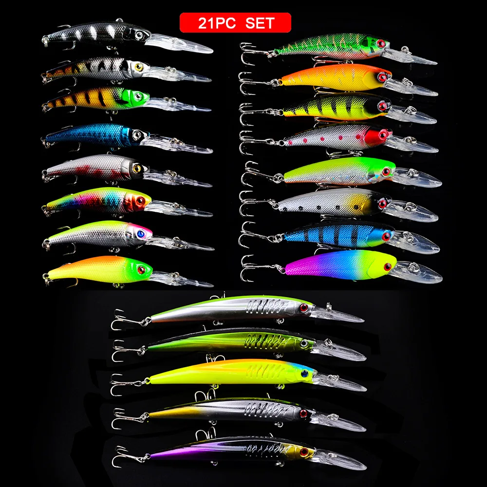Wholesale 21Pcs Fishing Lures Kit Freshwater ABS Plastic Minnow Lure - view 2
