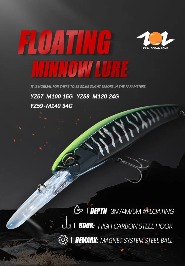 ZOZ High Quality 140mm 35g Floating ABS Minnow Lure - view 9