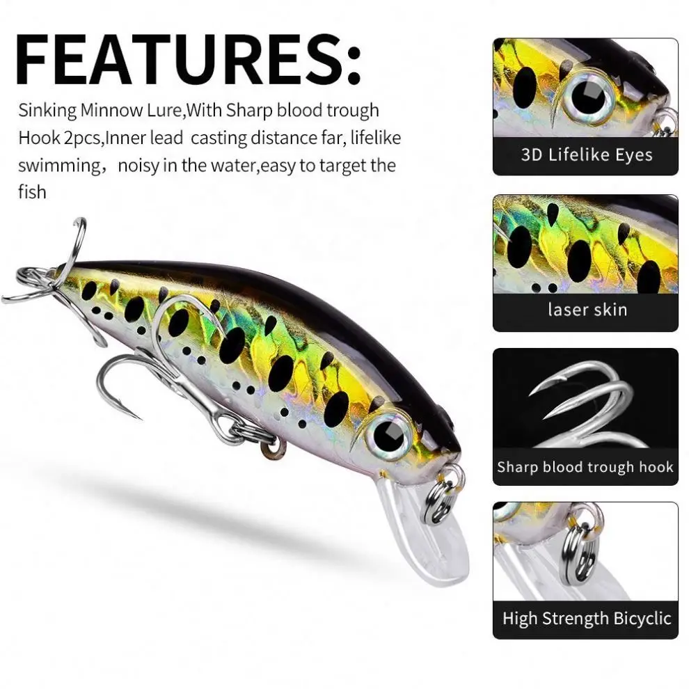Cherry Topwater Minnow Artificial Hard Bait Abs hard plastic Hard Lure - view 4