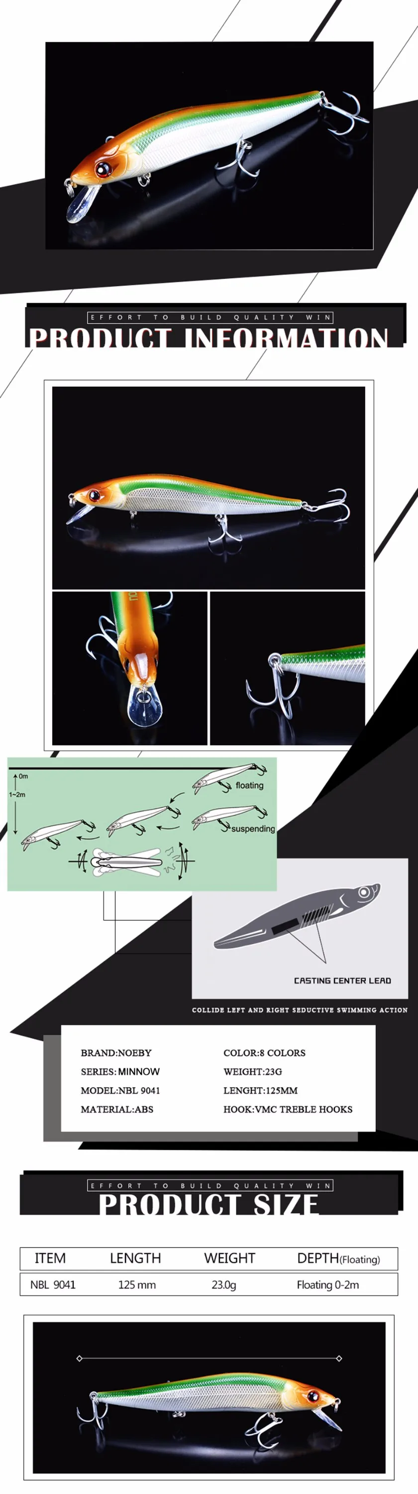 Saltwater Fishing Lures Sinking Minnow Fishing ABSPlastic Lure - view 7