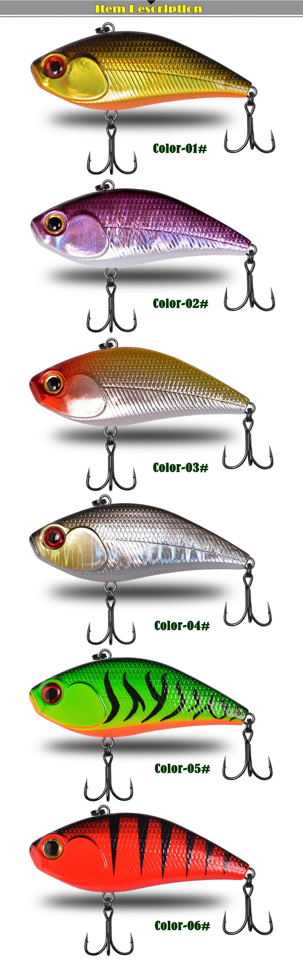 Vibro Lure with Rattle Beads Sinking ABS Hard Lure - view 7