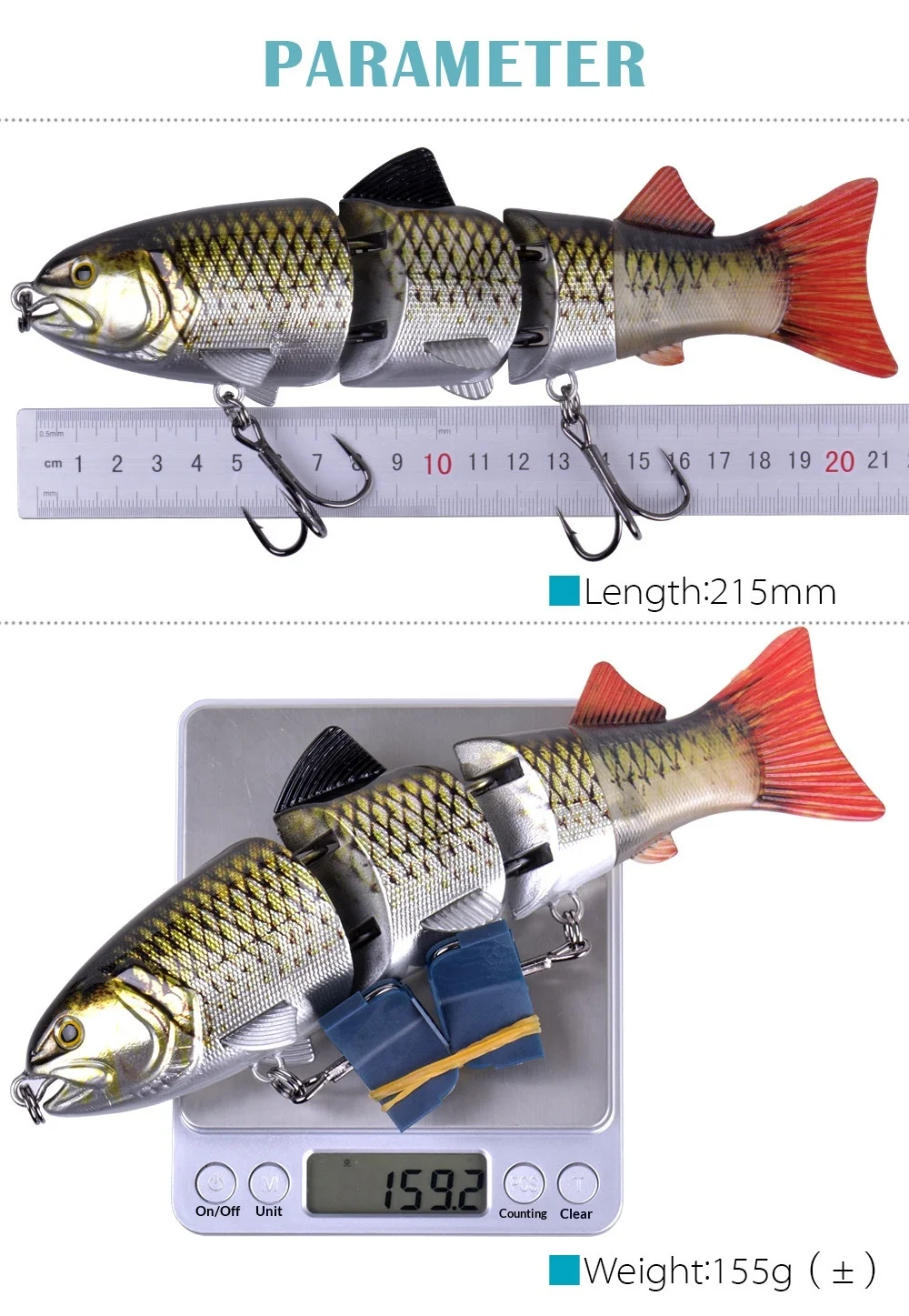Lure Multi segment Swimbait Submersible Soft Stainless Steel None - view 10