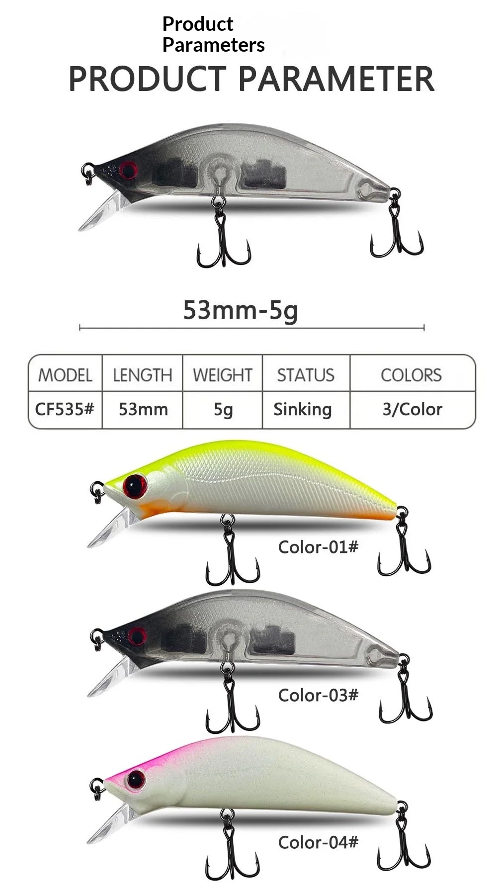53 cm 5g Sinking Micro Lure Plastic None - view 8