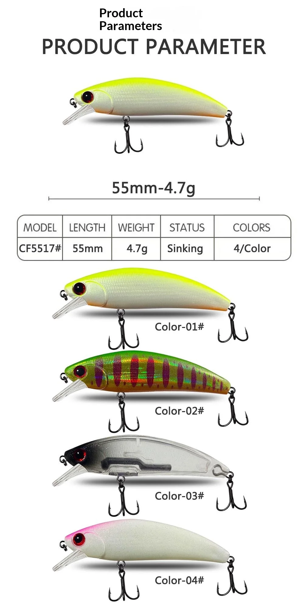 55 cm 47 g Sinking Micro Plastic None - view 8