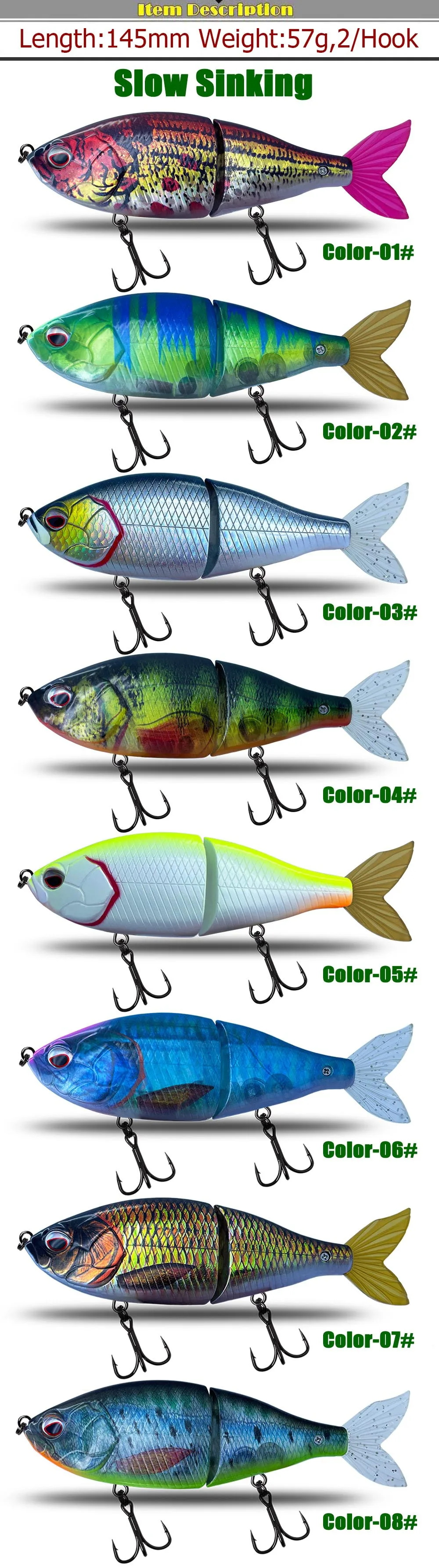 Lure Multi segment Swimbait Slow sinking Stainless Steel None - view 8