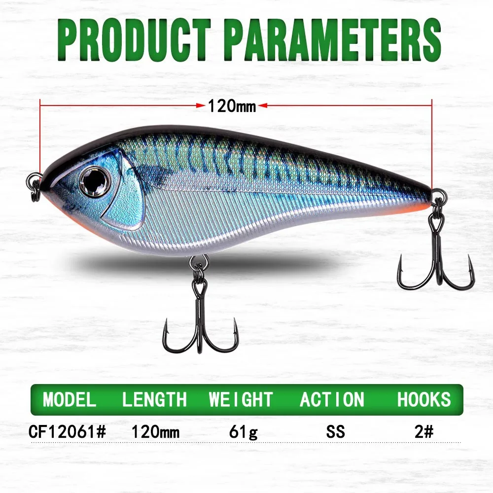 CHEERY 12cm 61g Sinking VIB Jerkbait ABS Lipless Crankbait - view 7