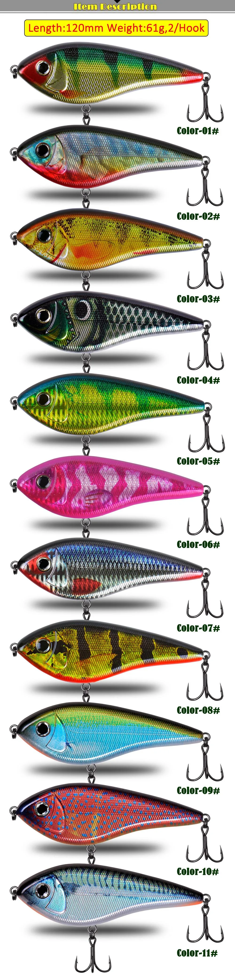 CHEERY 12cm 61g Sinking VIB Jerkbait ABS Lipless Crankbait - view 8
