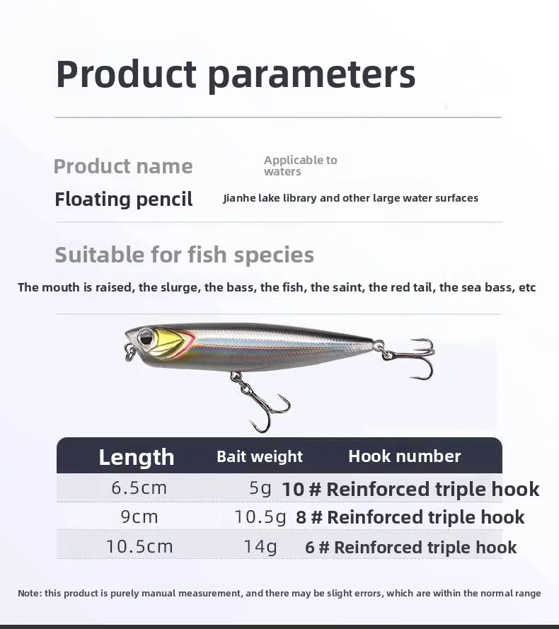 Long Cast Floating Pencil Minnow Lua ABS Lure Accessories - view 12