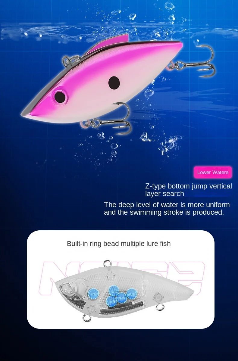 Cheery 65mm 75mm Bionic Vibs Double Various, ABS Hard Lure, Lipless Crankbait - view 11