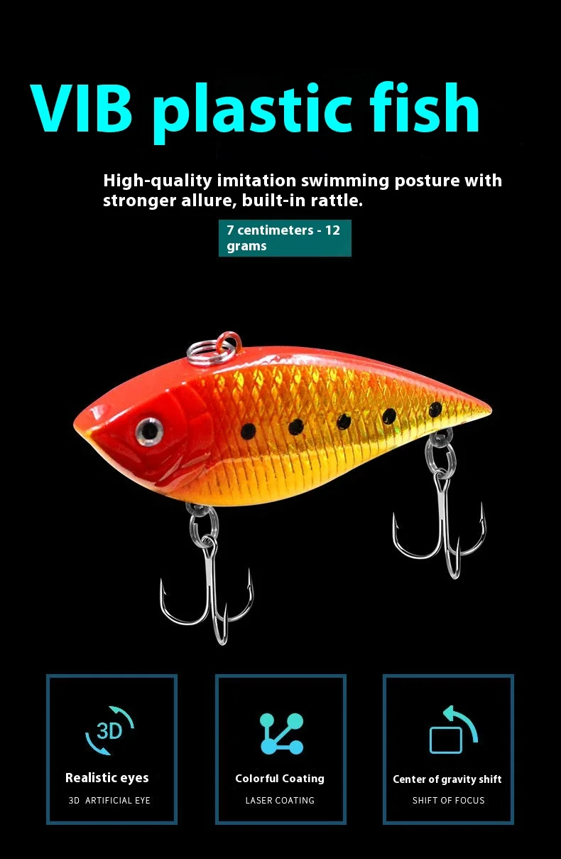 Effective 7cm 12g Long Cast Vibration ABS Lure Accessories - view 7