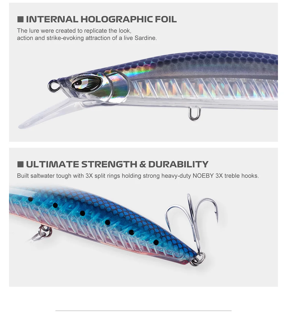Magnums Saltwater Fishing Lures Minnow Fish ABS Plastic Swimbait - view 10