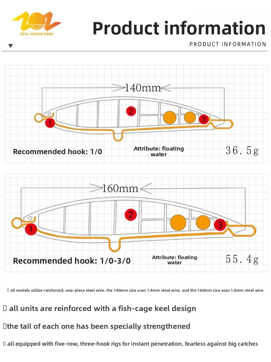 Stainless Steel Floating Pencil Lure 140160mm Stainless Steel Various - view 3