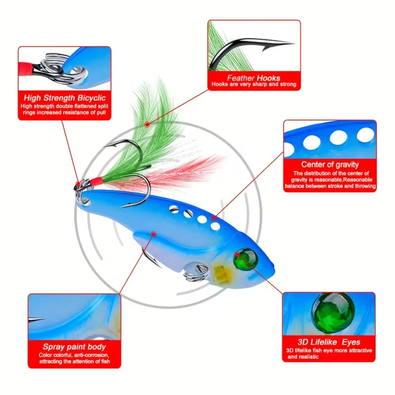 CHEERY 55mm 11gram Sink Vib Fishing Metal Lipless Crankbait - view 8