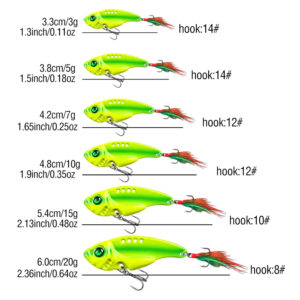CHEERY 55mm 11gram Sink Vib Fishing Metal Lipless Crankbait - view 9