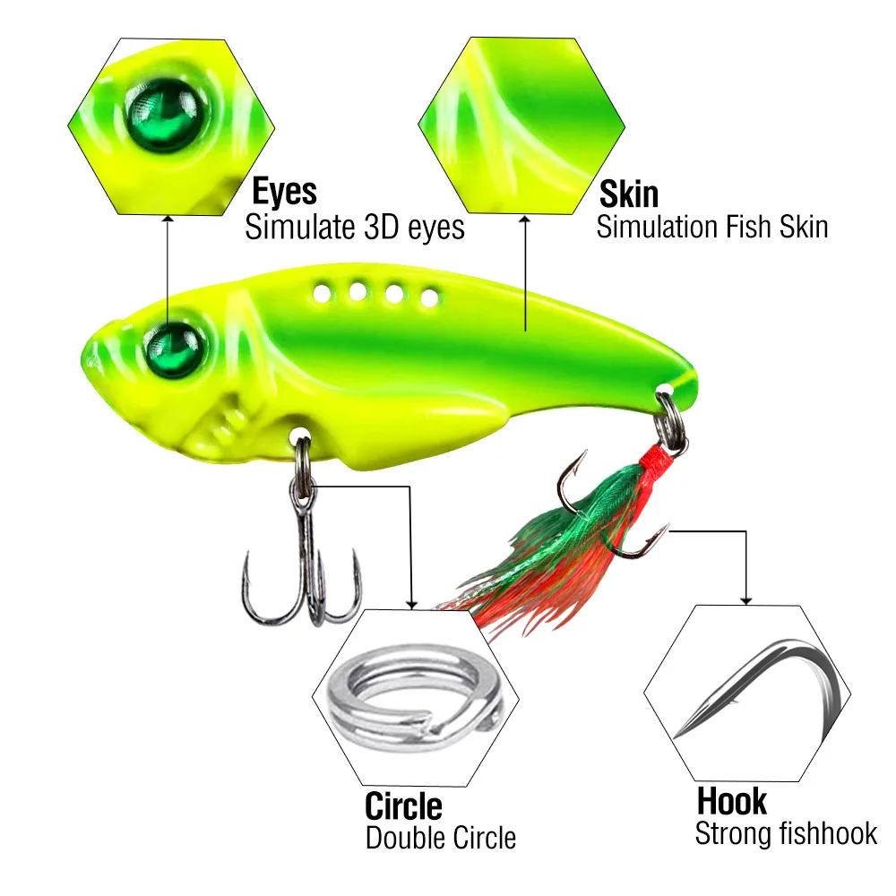 CHEERY 55mm 11gram Sink Vib Fishing Metal Lipless Crankbait - view 12