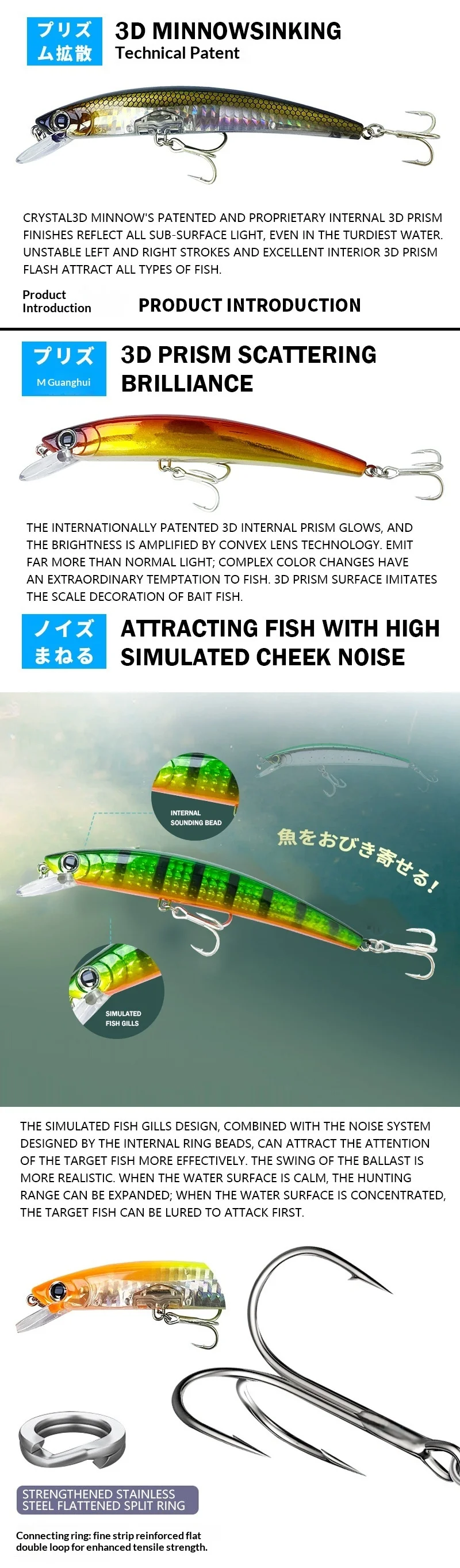 Cheery Lure 11cm 14g Floating Minnow Stainless Steel Hard Lure - view 11