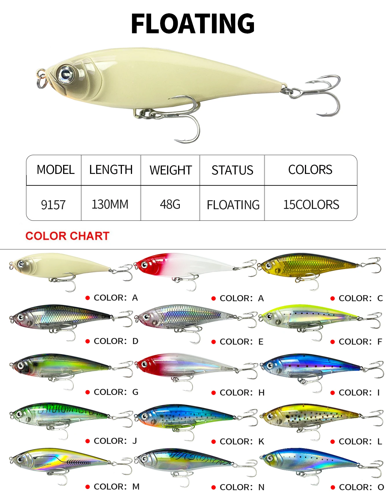 CHEERY 13cm 48g Pencil Twitch Fishing ABS Pencil Lure - view 8