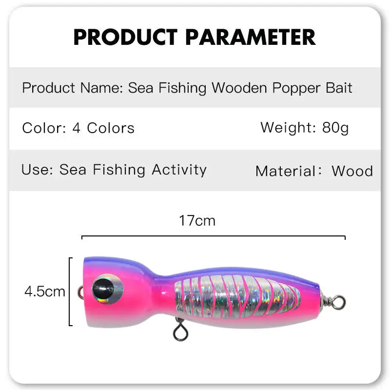 CHEERY 17cm 80g High Quality OEM Wooden Popper Lure - view 11
