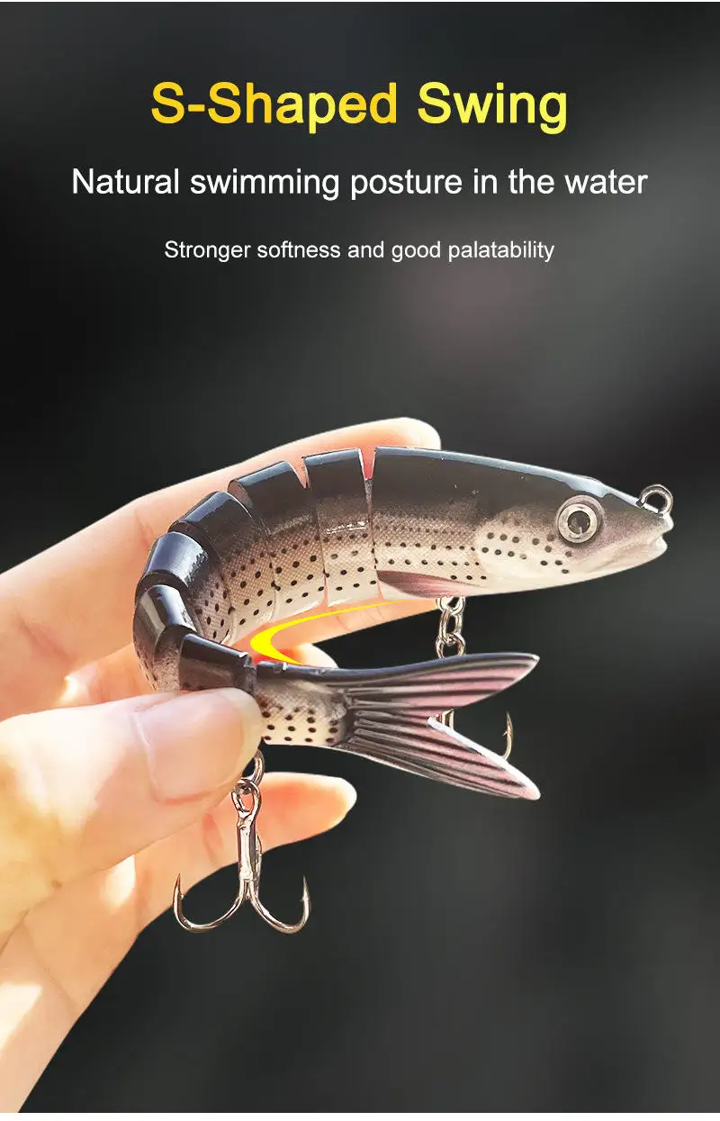 Cherry Bass Trout Carp Multi Jointed Plastic Jerkbait - view 3