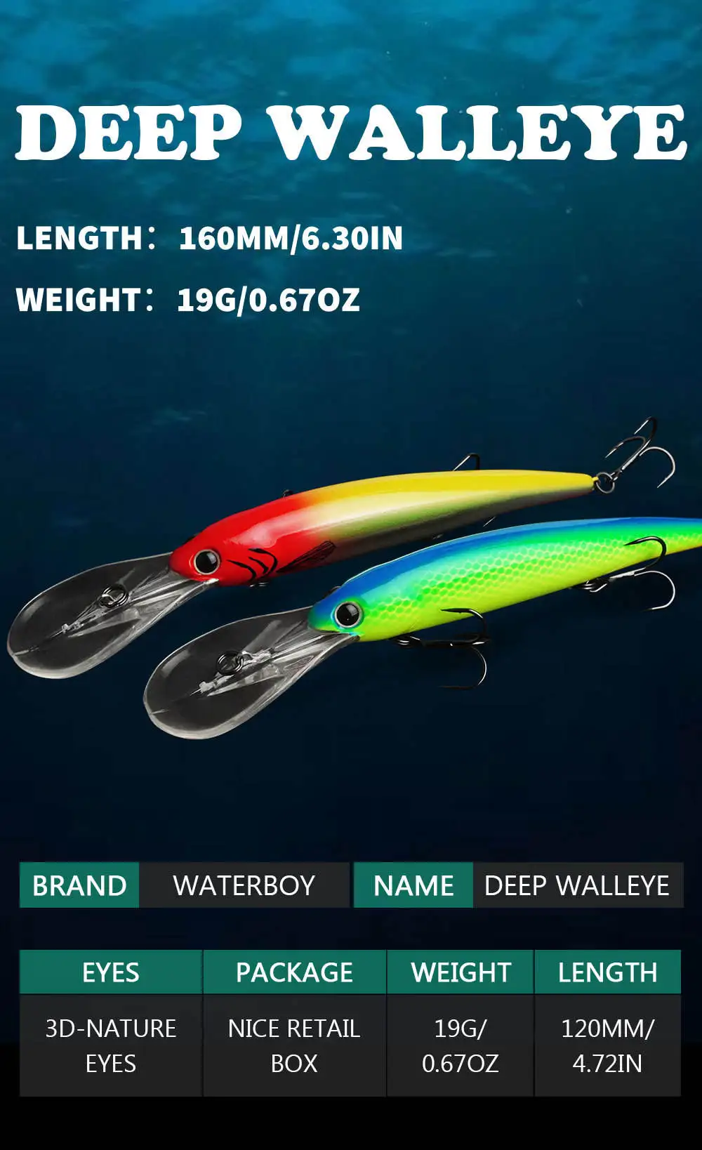 Cheery 20 Color Deep Cornea Trolling ABS, Plastic Hard Lure - view 1