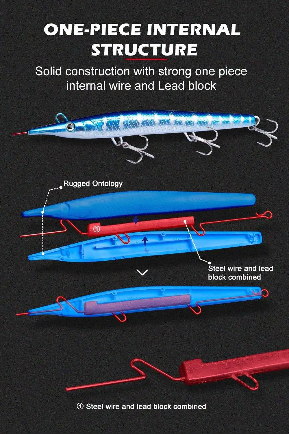 ABS Plastic Artificial Hard Bait Sinking ABS, Plastic Lure - view 2