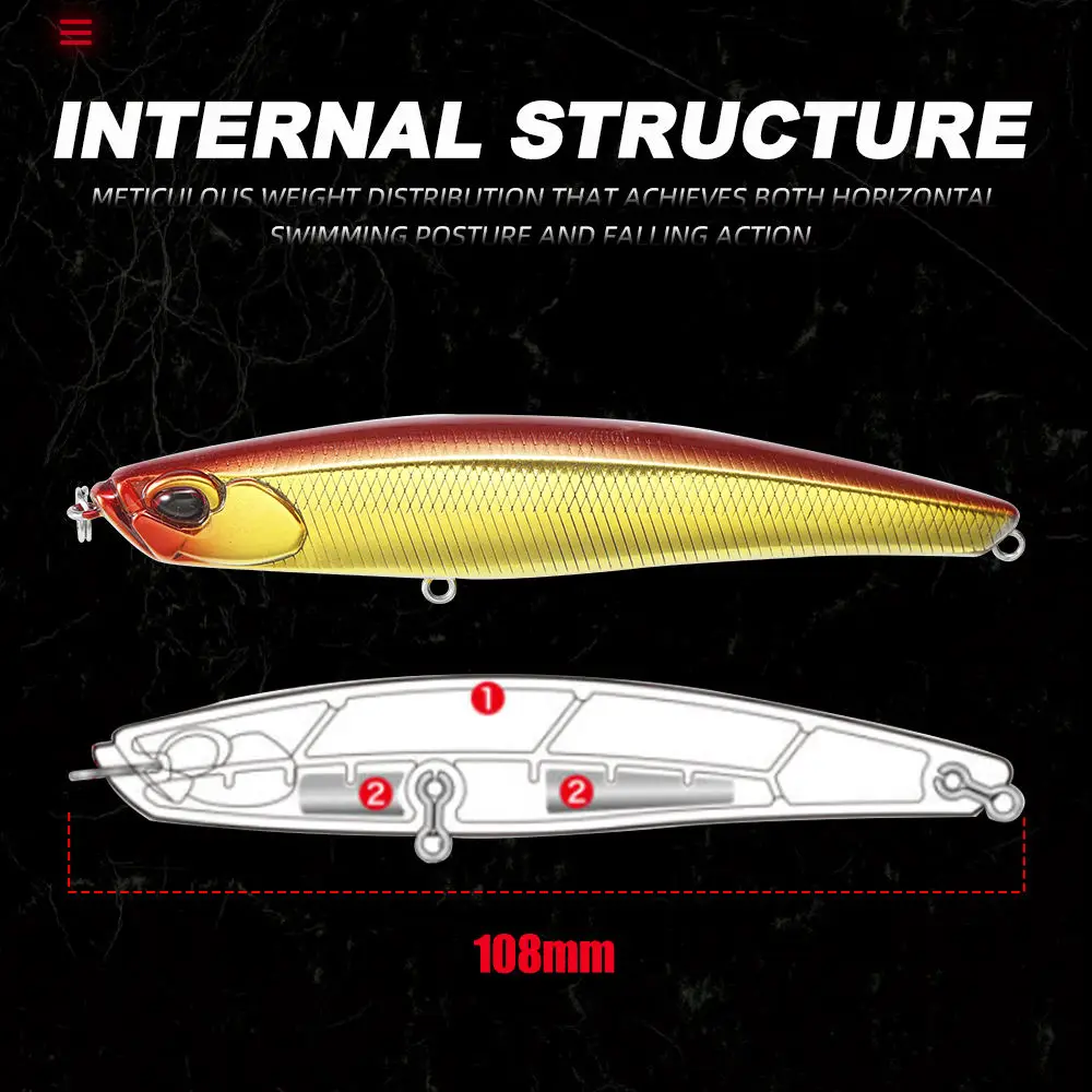 Artificial Sinking Pencil 108mm 275g ABS None Fish bait - view 4