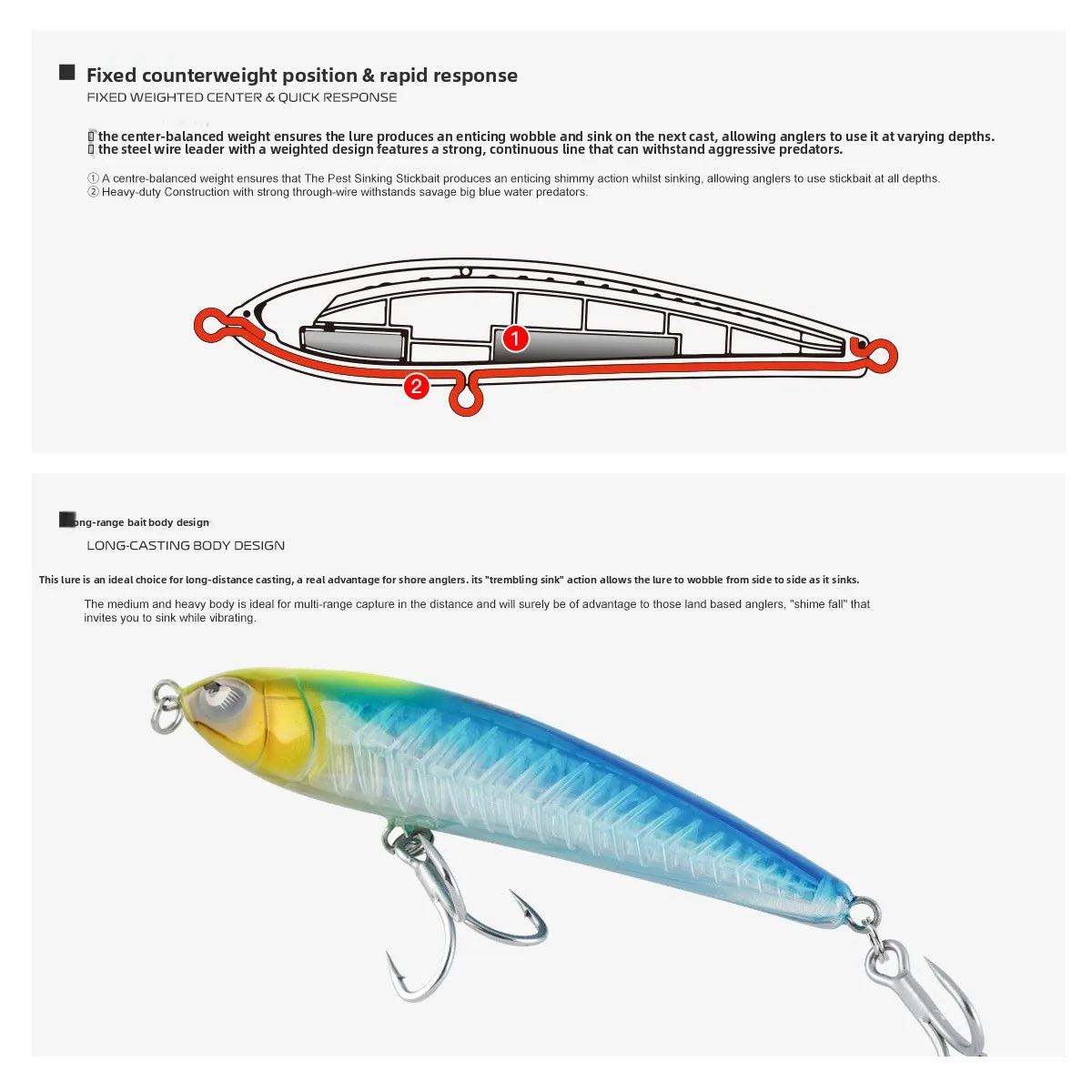 For Nobby Stainless Steel Submerged Mino Stainless Steel Lure - view 3