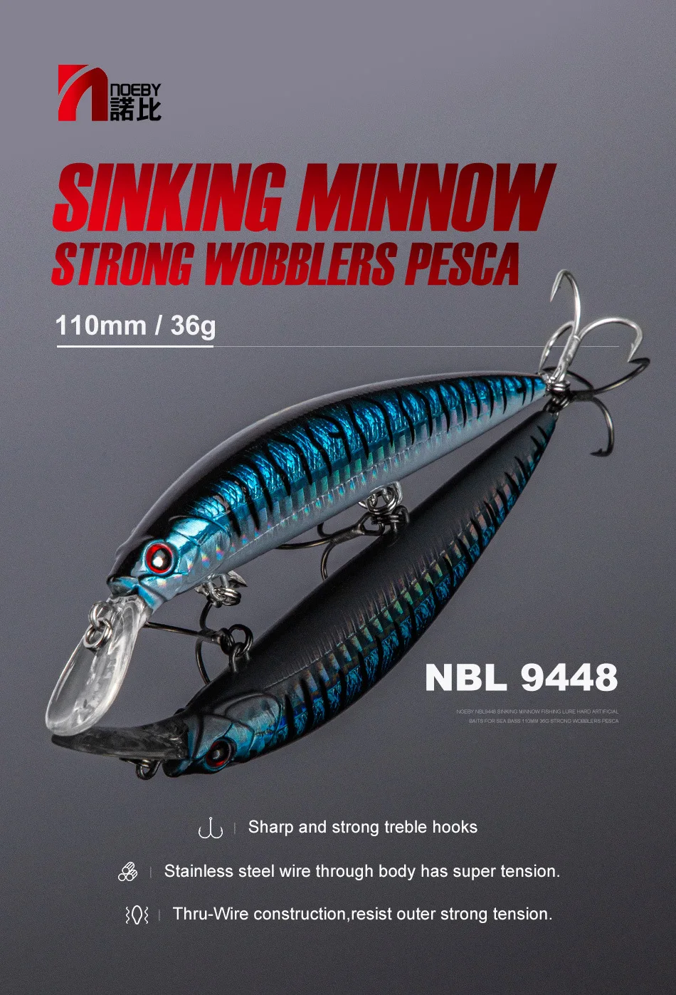 For Nobi Luya Sea Bass Sea ABS, PVC Minnow Lure - view 13
