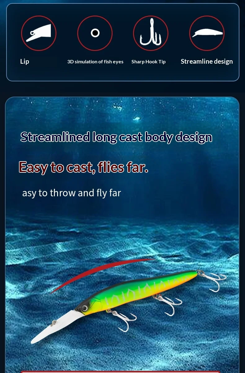 JTLURE Floating Minnow Lure Bait Long ABS Hard Lure - view 7