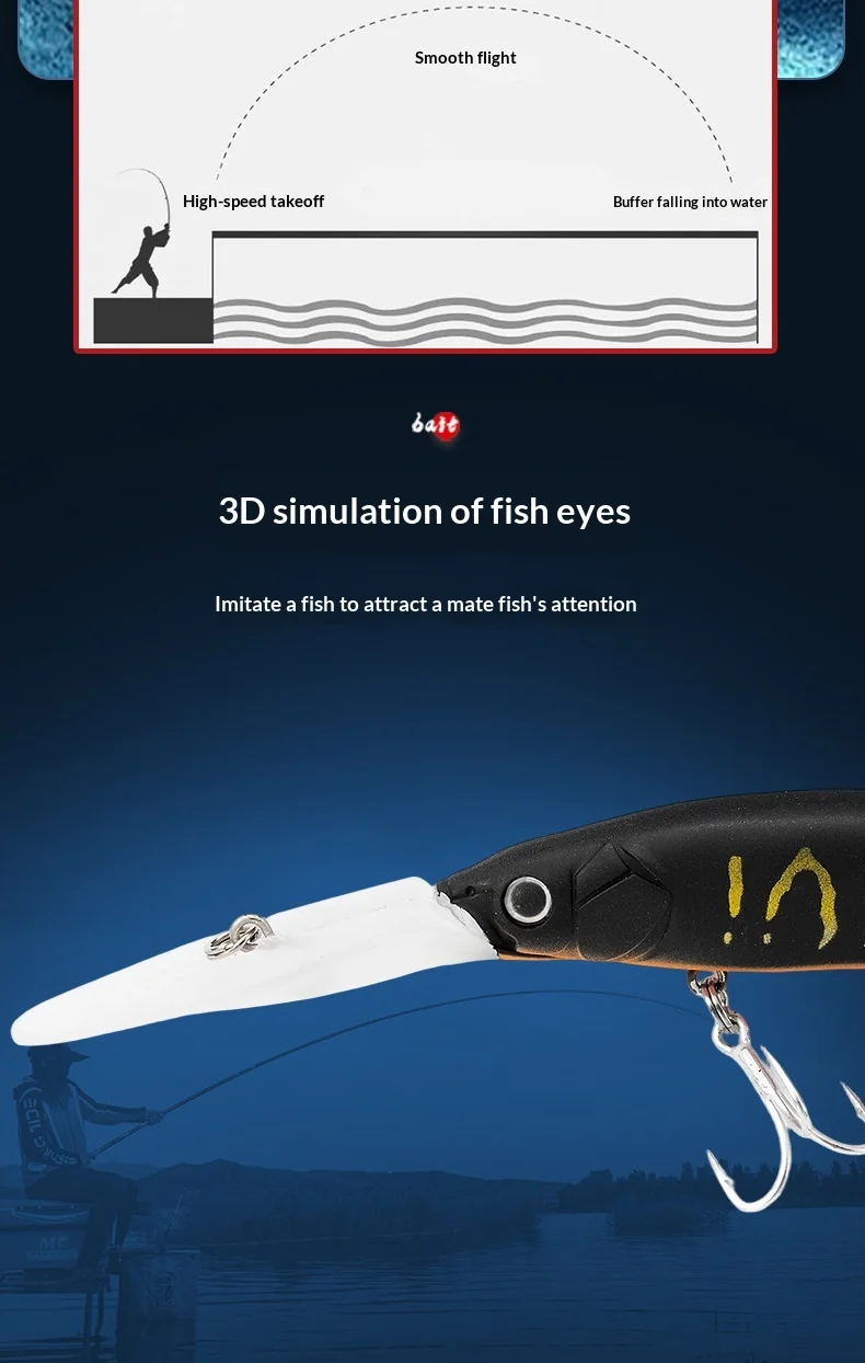 JTLURE Floating Minnow Lure Bait Long ABS Hard Lure - view 11