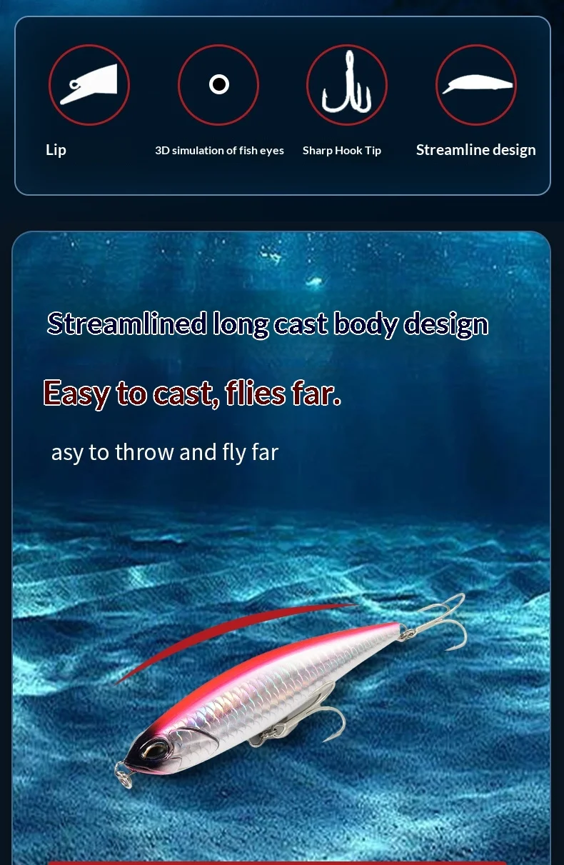 New Sea Bass Sea Fishing Pencil Plastic None - view 12