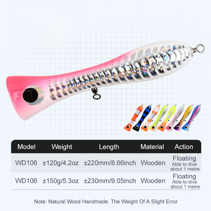 Big Mouth Wooden Popper Lure 120g Wooden 3656572, 1951039896, 1951050995 - view 2