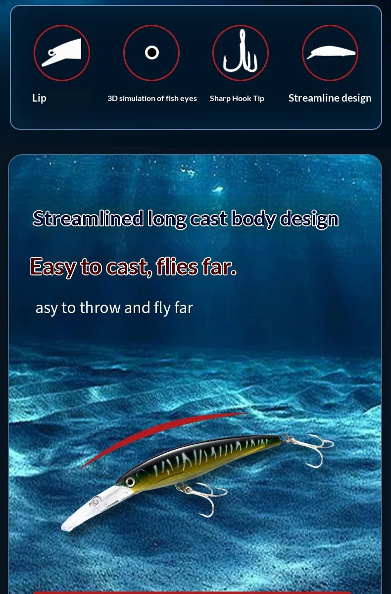 Sea Fishing Floating Minnow Artificial Hard Plastic None - view 13