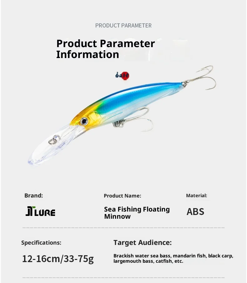 Sea Fishing Floating Minnow Artificial Hard Plastic None - view 14
