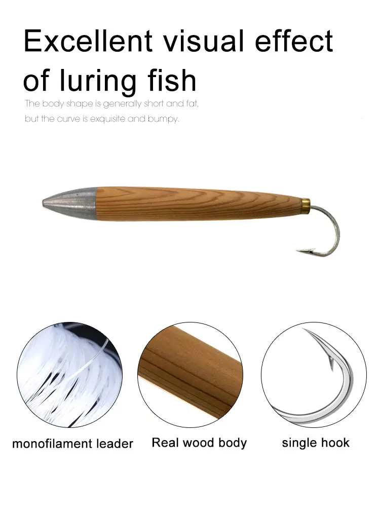 Fishing Wood Cedar Plug Chain Lure wood Floating Bait, Carp Bait, Silver Carp Bighead Carp Bait, Dace Bait - view 9