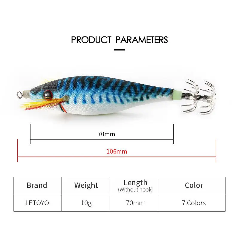 CHEERY Glow Wooden Shrimp Luminous Squid Wooden Jerkbait, Various - view 6