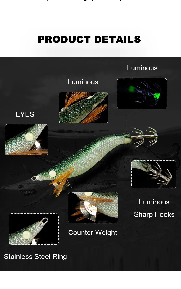 Cheery Luminous Silicone Squid Jig and Plastic Hard Lure - view 11