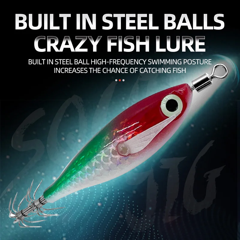 Glow Squid Jig Hook Saltwater Fishing Metal, Plastic Jigbait Lure - view 2