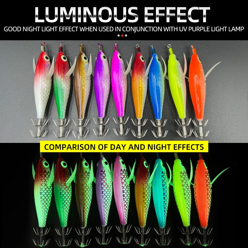 Glow Squid Jig Hook Saltwater Fishing Metal, Plastic Jigbait Lure - view 3