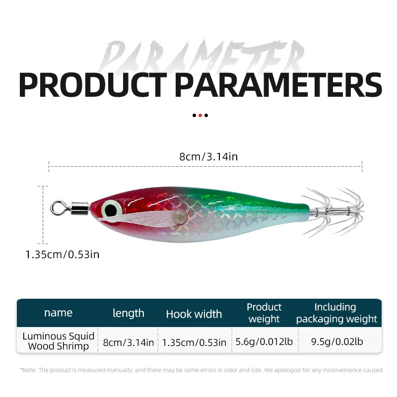 Glow Squid Jig Hook Saltwater Fishing Metal, Plastic Jigbait Lure - view 6